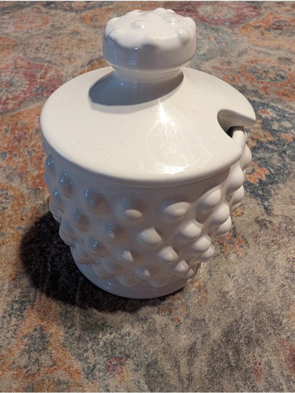 Creative Co-op White Hobnail Honey Jar -225